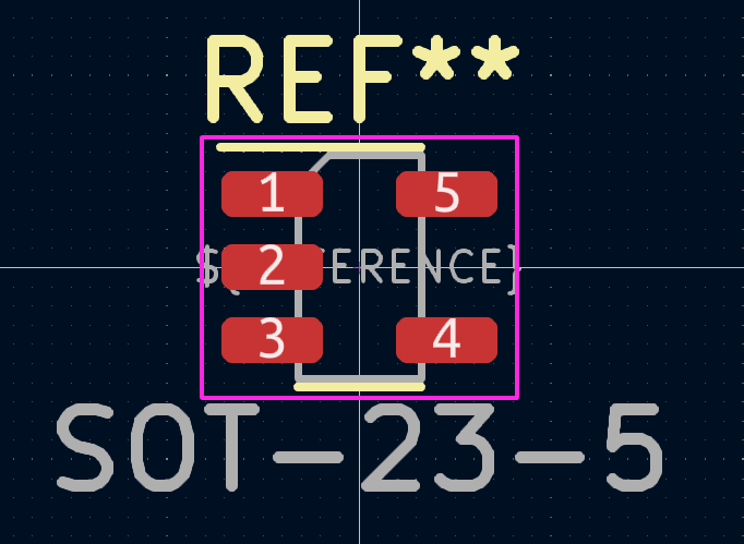 A SOT 23-5 footprint in KiCAD