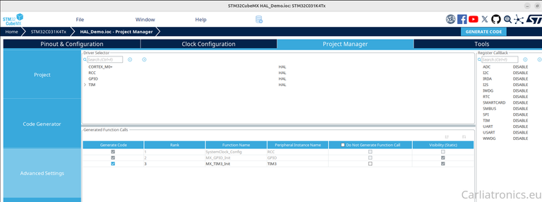 An image of the HAL or LL settings page